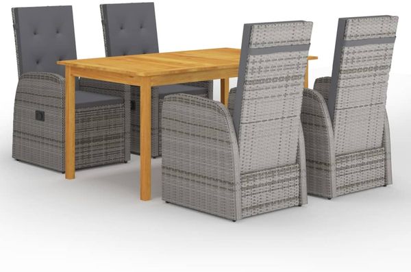 vidaXL 5-tlg. Garten-Essgruppe Grau 3067810