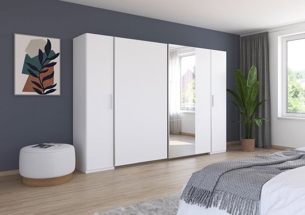 rauch Schwebetürenschrank Kleiderschrank Drehtürenschrank Schrank Garderobe KRONACH TOPSELLER (in 3 Ausstattungen BASIC/CLASSIC/PREMIUM, Breiten 225/268/311/354 cm) Kombischrank optional mit 1 oder 2 Spiegel viele Böden MADE IN GERMANY
