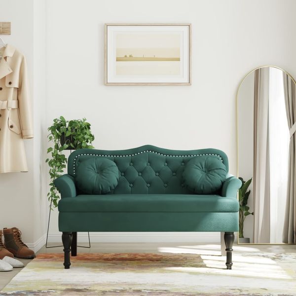 vidaXL Bank mit Kissen Dunkelgrün 120,5 x 65 x 75 cm Samt 372142