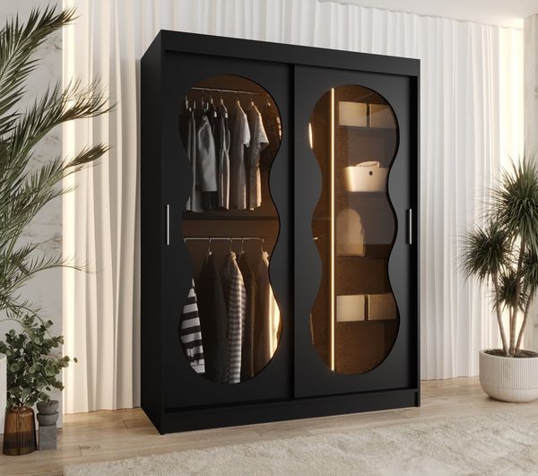 ABIKS MÖBEL Schwebetürenschrank BAHRAJN 3 Schlafzimmerschrank - mit Schiebetüren Kleiderstange Regalen