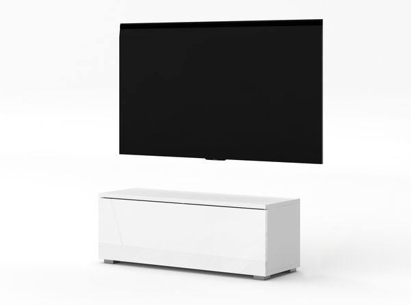 AX LIVING Weißes TV Board Loriano 100 cm Lowboard weiß Matt/Hochglanz