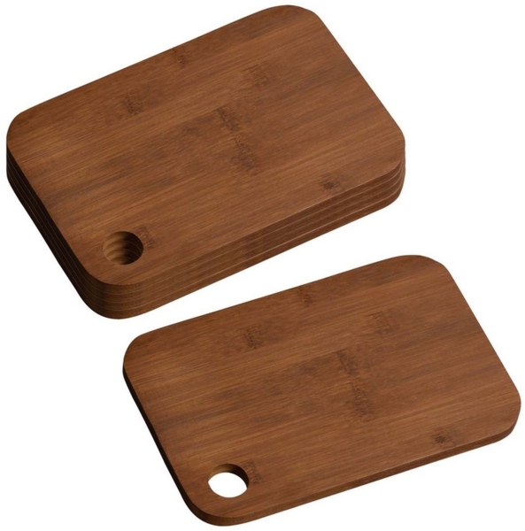 5 Stück Schneidebrett, Bambus dunkel - 23 x 15cm