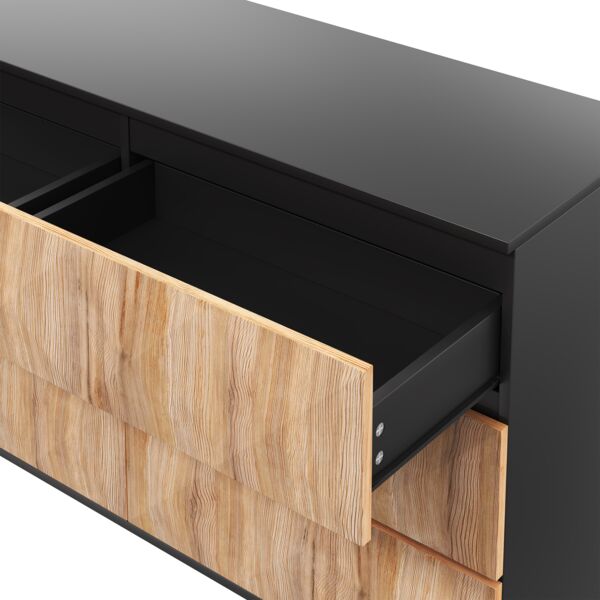 Merax Sideboard und die Kommode zeichnen sich durch eine Kombination, Schwarz und Holz Bild 7