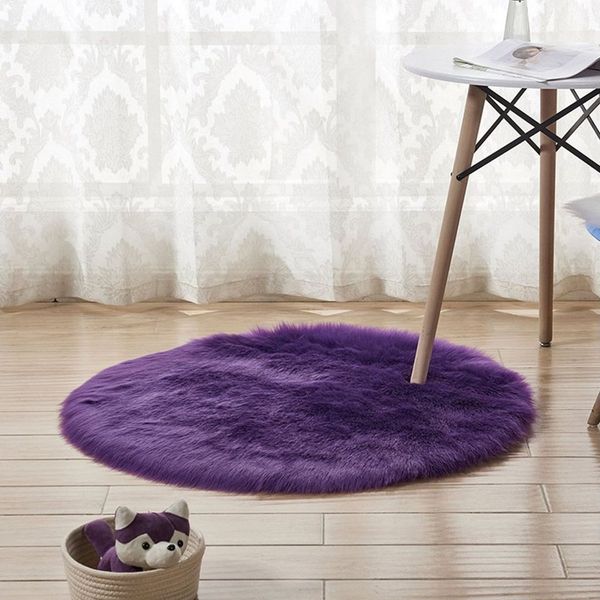 BTTO Hochflor-Teppich Flauschigen Teppiche,Shaggy Hochflor Teppich,Weicher Teppich,Rund, Faux Lammfell Schaffell Teppich