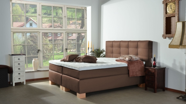 Meisterbetten Boxspringbett Wera 160x200 in KL-Braun, Matratzenbezug Nano, Komfortschaum-Topper