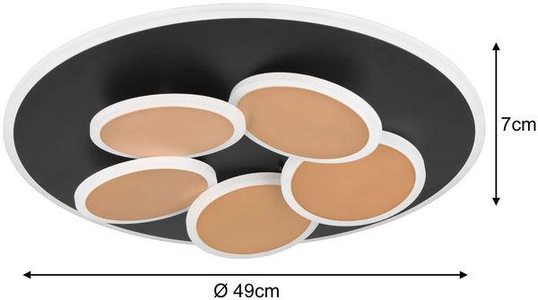 LED Deckenleuchte MANDALA Schwarz Gold mit Fernbedienung & Tageslicht Ø 49cm Bild 4