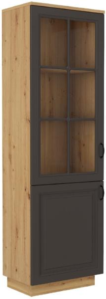 Vitrine Stilo 60 Esszimmer Landhaus Grau Eiche Artisan Buffet Küche Glasvitrine