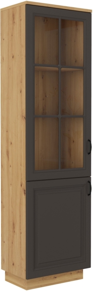 Vitrine Stilo 60 Esszimmer Landhaus Grau Eiche Artisan Buffet Küche Glasvitrine Bild 2