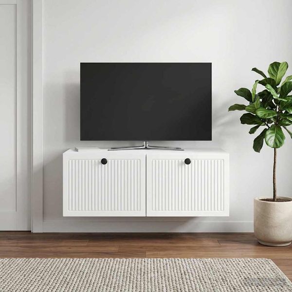 vidaXL Wandmontierter TV-Schrank Hochglanz Weiß 78,5 x 41 x 30 cm 898009