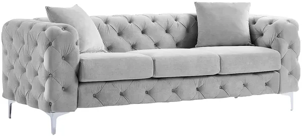 Vente-unique - EDWINA Sofa and armchair set SamtStoff Grau - B 62 cm91 cm x H 44 cm76 cm x L 103 cm106 cm220 cm Bild 6