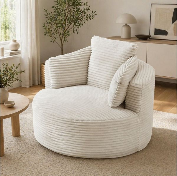 ANYSUN Relaxsessel Lesesessel,Armsessel,Tonnensessel,Loungesessel,Sitzsack (Übergroßer runder Cord-Sofastuhl, moderner Chaiselongue-Stuhl), für Wohnzimmer, Büro, Wohnung,kein Zusammenbau erforderlich