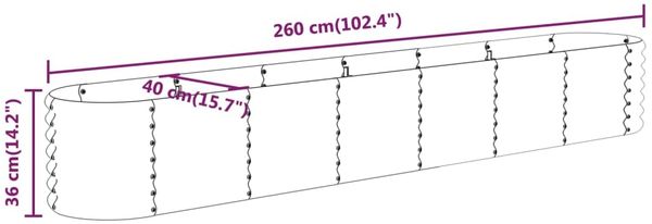 vidaXL Hochbeet Verzinkter Stahl 260x40x36 cm Braun 318880 Bild 6