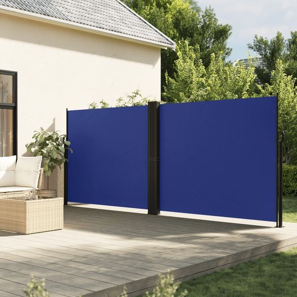 Seitenmarkise Ausziehbar, Balkon Sichtschutz Blau 160x1200 cm