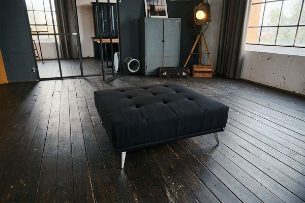 KAWOLA Hocker WIOLO Stoff schwarz 42 x 110 x 110 cm