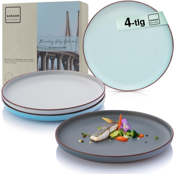 SÄNGER Steingut Speiseteller Bombay Sky Shades 4 teilig
