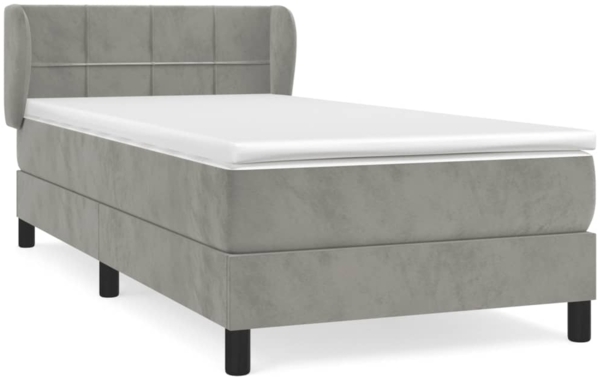 vidaXL Boxspringbett mit Matratze Hellgrau 80x200 cm Samt, Härtegrad: H2 [3127457]