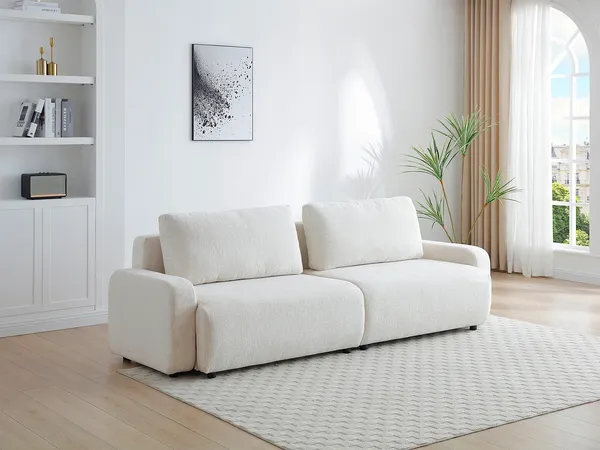 Vente-unique - YOKIRA Sofa Stoff Beige - B 99 cm x H 88 cm x L 256 cm