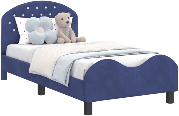vidaXL Kinderbettgestell mit Kopfteil Polizeiblau 80x160 cm Samt 42011112
