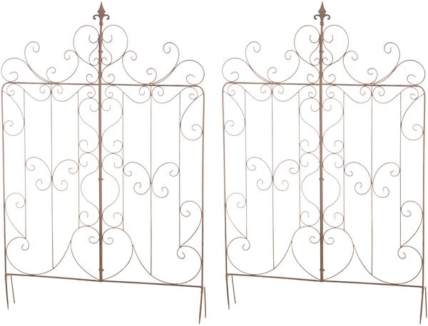 Rankgitter JORIS 2er Set - 99 x 1 x 133 cm, Metall, Antik-Braun | Rankhilfe Kletterpflanzen Gartendekoration