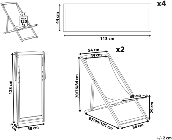 Gartenliege Holz Dunkelbraun ANZIO Bild 2