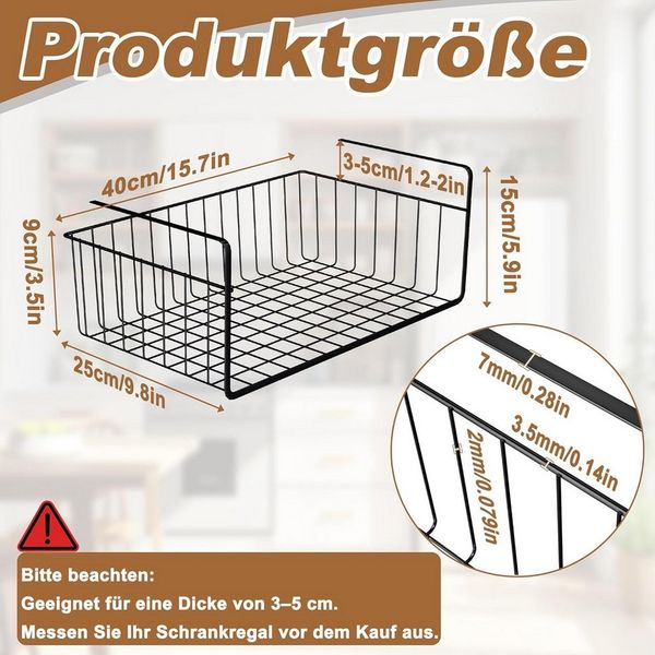 FIVMEN Einhängekorb Schrankkörbe aus Metall Aufbewahrung Hängekorb Küchenregal Organizer, Korb für Küche, Speisekammer, Büro, Bücherregal, Schrank, Badezimmer