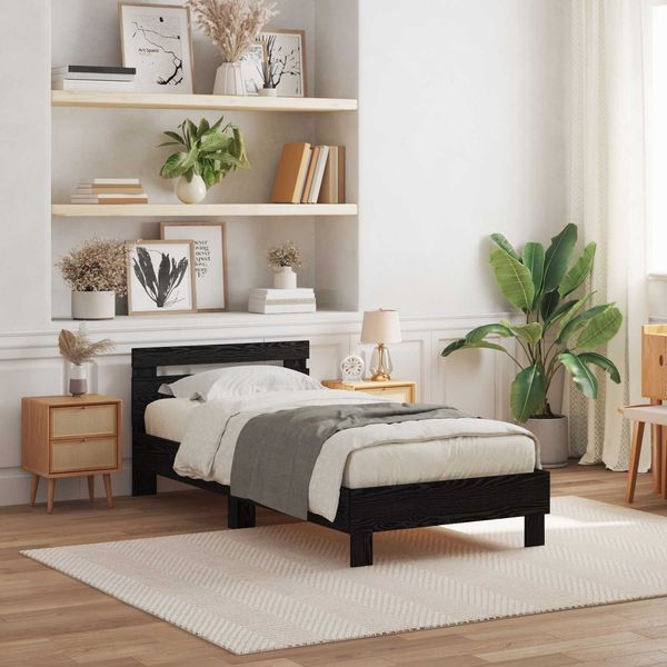vidaXL Bettrahmen Schwarz Eichen-Optik 100 x 200 cm Holzwerkstoff 863639