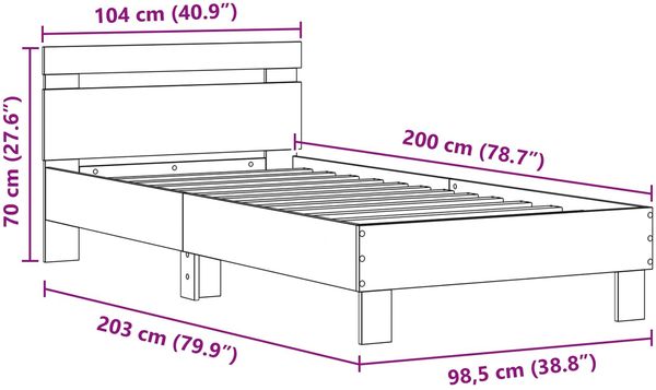 vidaXL Bettrahmen Schwarz Eichen-Optik 100 x 200 cm Holzwerkstoff 863639 Bild 12