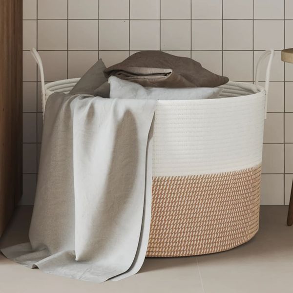 vidaXL Aufbewahrungskorb Braun und Weiß Ø51x33 cm Baumwolle 358492