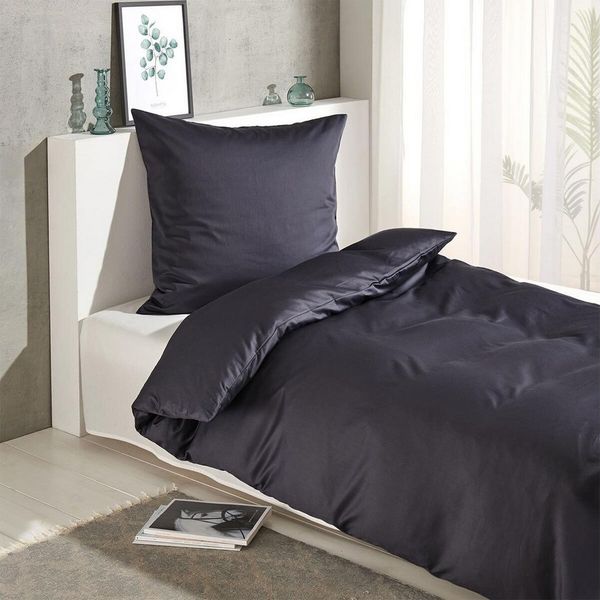 TRAUMSCHLAF Bettwäsche Pure, Mako Satin, 2 teilig, hochwertige Satin Bettwäsche