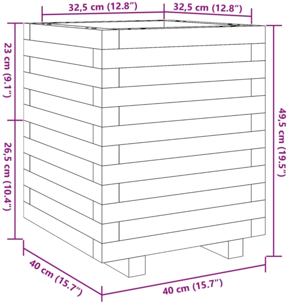 vidaXL Pflanzkübel 40x40x49,5 cm Massivholz Douglasie 3282512 Bild 9