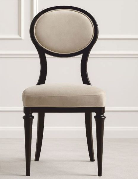 Casa Padrino Luxus Art Deco Esszimmer Stuhl Beige / Schwarz H. 97 cm - Made in Italy