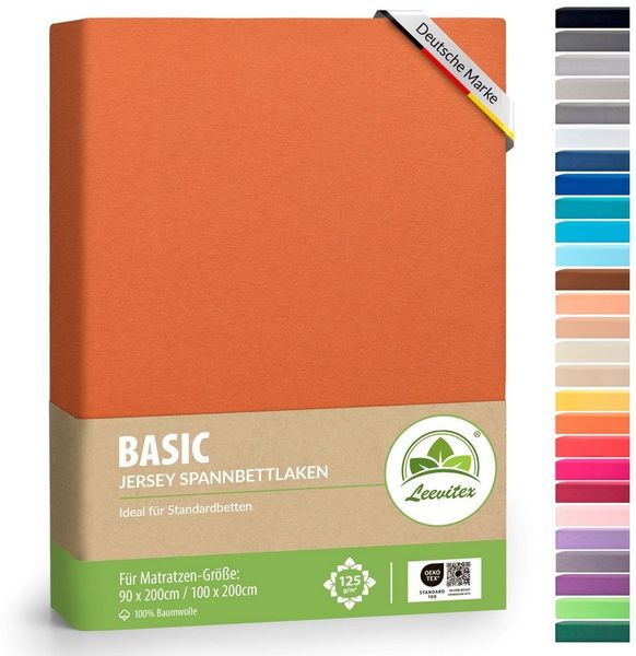 leevitex® Spannbettlaken Jersey aus 100% Baumwolle, für Kinder- & Standardmatratzen, Jersey, Gummizug: rundum, 100% Baumwolle, anschmiegsam & dehnbar, diverse Größen und Farben