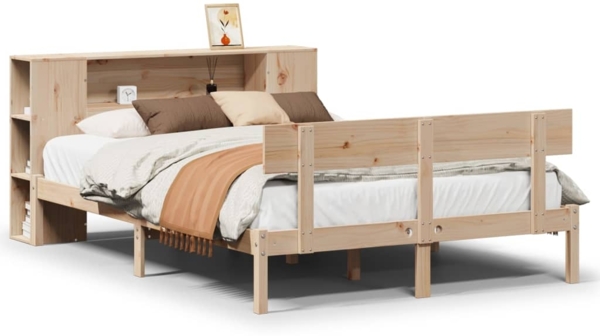 vidaXL Massivholzbett mit Regal ohne Matratze 140x200 cm Kiefernholz 3321774