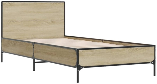 vidaXL Bettgestell Sonoma-Eiche 90x200 cm Holzwerkstoff und Metall 845518 Bild 2