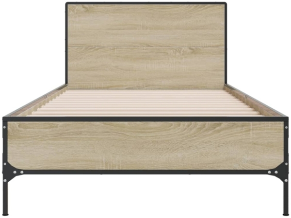 vidaXL Bettgestell Sonoma-Eiche 90x200 cm Holzwerkstoff und Metall 845518 Bild 7