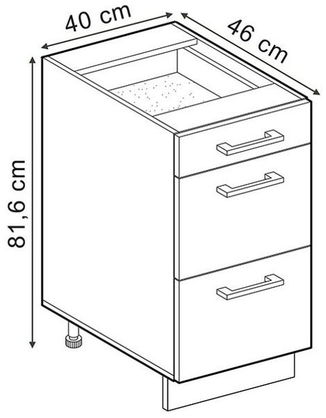Küchenunterschrank R-Line Weiß Landhaus 40 cm mit Schubladen, ohne Arbeitsplatte Vicco