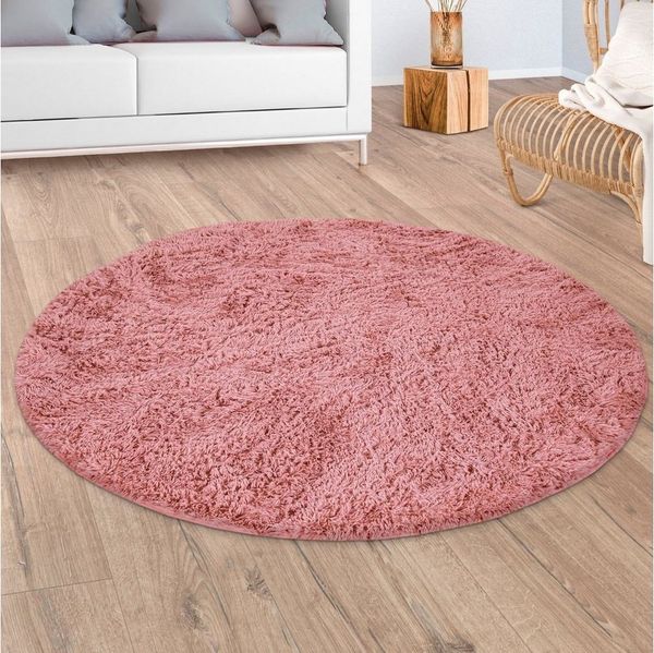 Paco Home Hochflor-Teppich Silky 591, rund, Höhe: 37 mm, Uni Farben, besonders weich und kuschelig