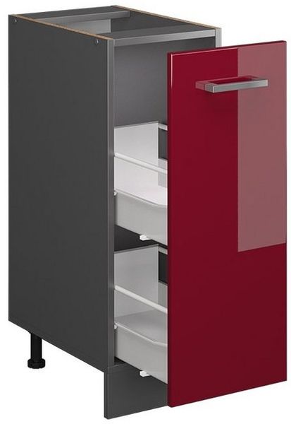 Apothekerschrank R-Line Rot Hochglanz 30 cm ohne Arbeitsplatte Vicco Bild 3