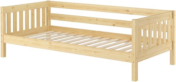 Gemütliches Kinderbett mit dreiseitiger Sicherung 90x200 cm Kiefer V-60.29-09Rollrost inkl.