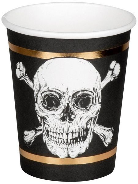 Boland Einweggläser 10 Piraten Pappbecher, Pappe, Klar zum Entern der Party: Deko für Piratengeburtstage!