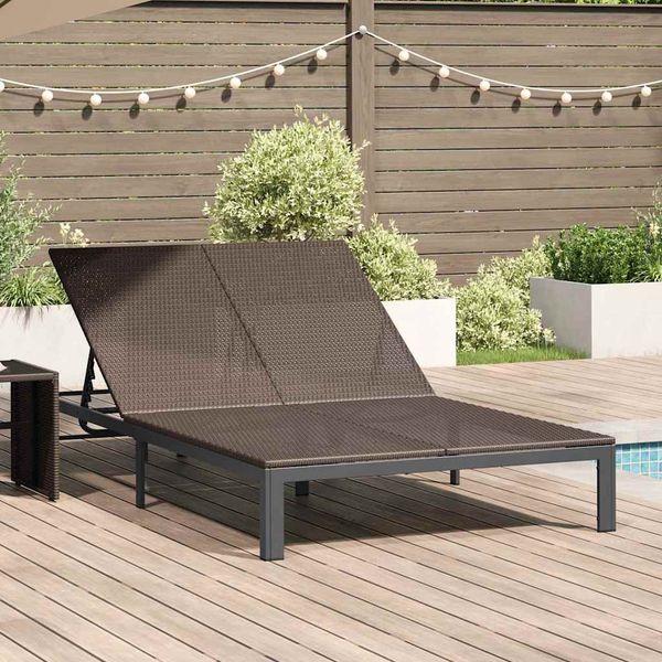Sonnenliege 1-Person, Gartenliege Braun 206 x 62,5 x 74 cm Poly-Rattan