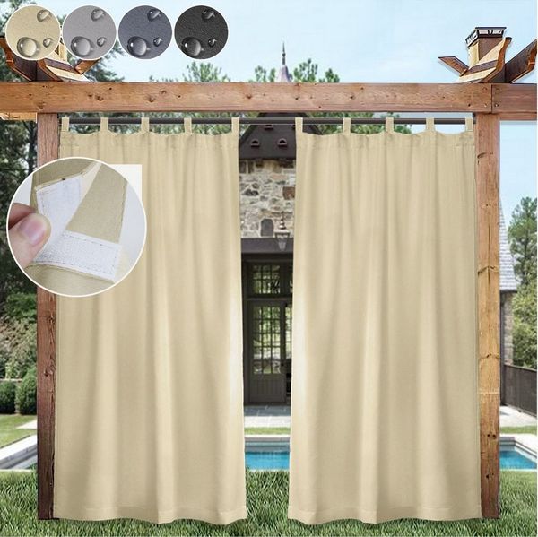 BTTO V&G Gardine Outdoorgardine Blackout Vorhang Wasserdicht, (1 St), Lichtschutz, Balkon Vorhang mit Magic Tape