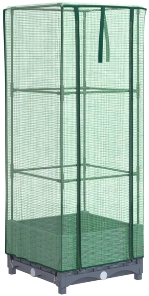 vidaXL Hochbeet mit Gewächshaus-Aufsatz Rattan-Optik 40x40x123 cm 4015823