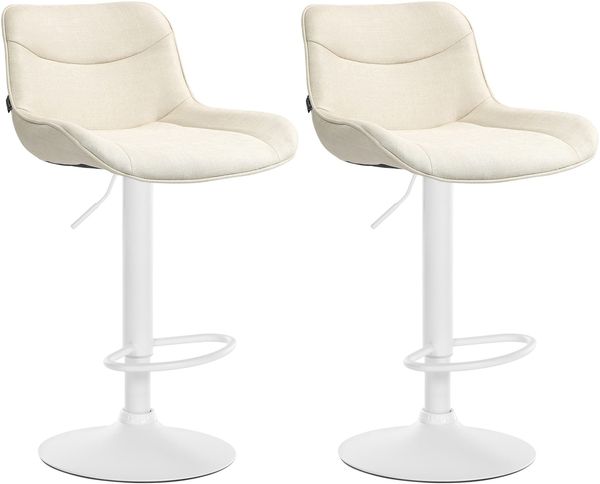 CLP 2er Set Barhocker Vonore Stoff höhenverstellbar und 360 Grad drehbar,creme weiß