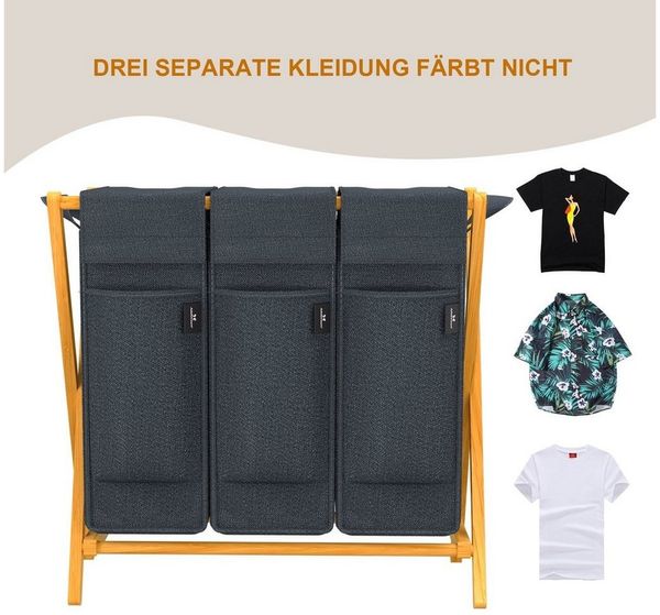 AdelDream Wäschekorb Bambus,Wäschesammler für Schmutzwäsche Wäsche Sortiersystem