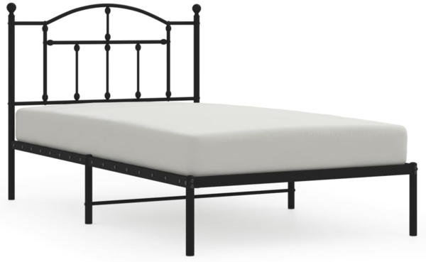 vidaXL Bettgestell mit Kopfteil, Metall schwarz, 100x190 cm