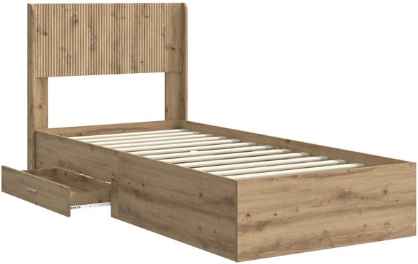 vidaXL Bettgestell mit Stauraum und Kopfteil Artisan-Eiche 90 x 190 cm 3414522 Bild 5