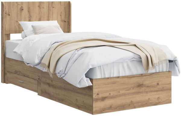 vidaXL Bettgestell mit Stauraum und Kopfteil Artisan-Eiche 90 x 190 cm 3414522 Bild 2