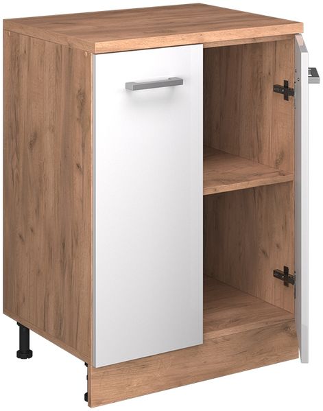 Erweiterungsschrank Rion Weiß Hochglanz/Goldkraft Eiche 60 x 46 cm ohne Schräge mit 2 Türen Vicco Bild 4