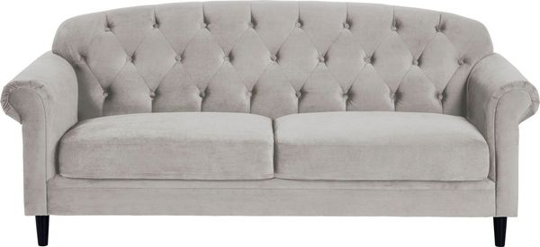 Atlantic Home Collection Sofa CARLA, mit Stauraumfunktion, Wellenunterfederung (NOSAG), Velourbezug in Samthaptik, Silbergrau